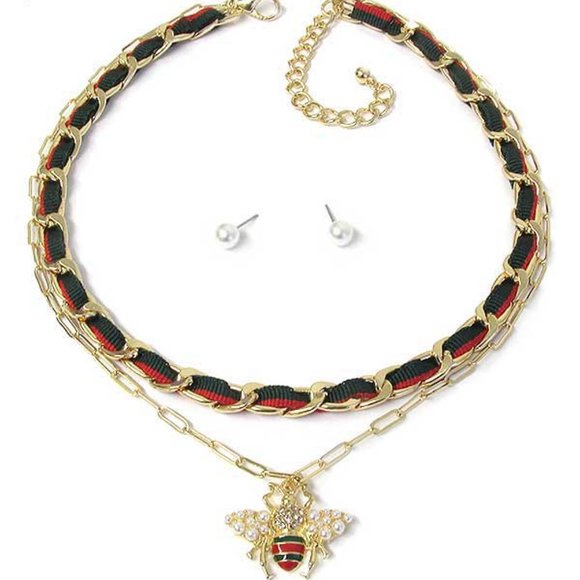 Bee Crystal and Pearl Necklace - Picture 1 of 1